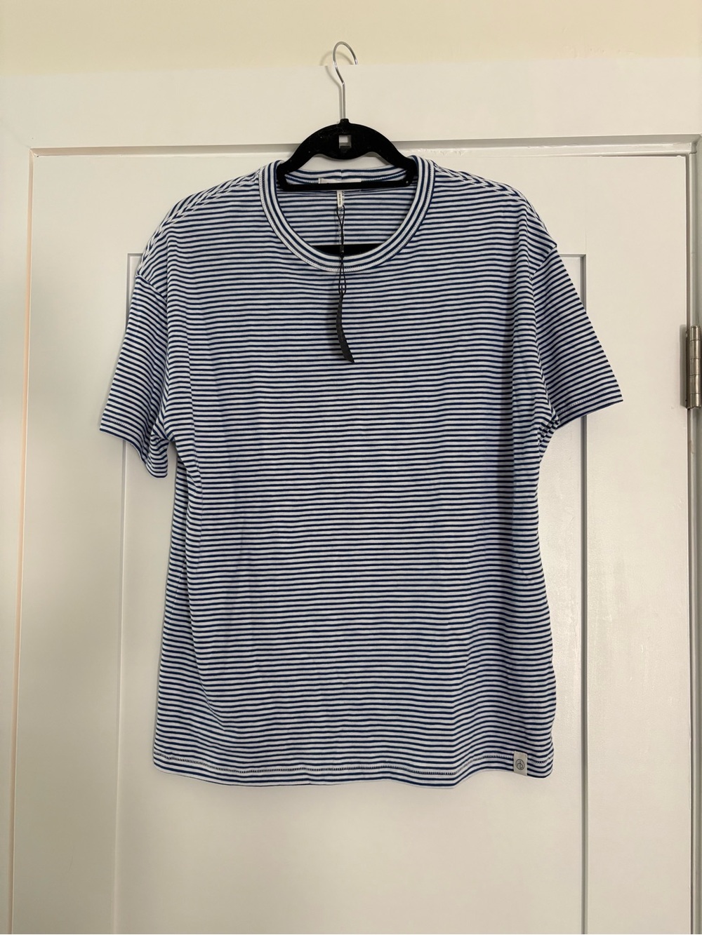 NWT Rag & Bone Mini Slub Stripe Boyfriend Tee Blue White S